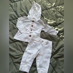 White Baby Outfit with Elephant Print